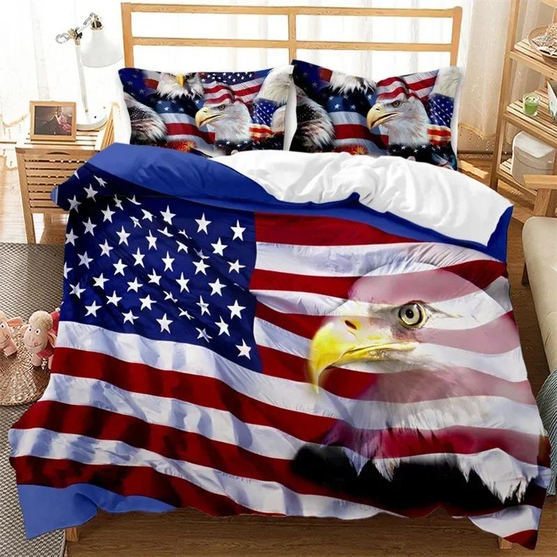 Nationalflagge Bettbezug Set King Size Kreatives Amerikanische Flagge Bettwäscheset für Teenager Erwachsene Mikrofaser Einzel Doppel Bettdeckenbezug 70x133cm 2pcs von Joom DACH