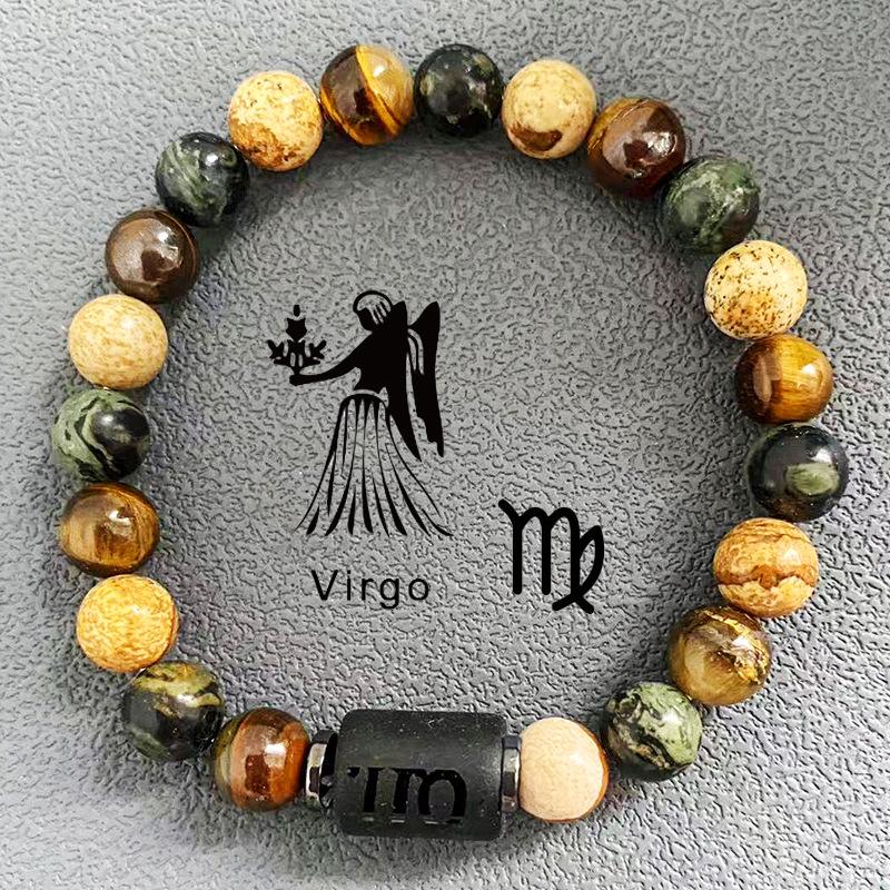 Natürliche Perlen Armbänder 12 Horoskop Glück Naturstein Tigerauge Sternzeichen Perlen Armband für Frauen Männer von Joom DACH