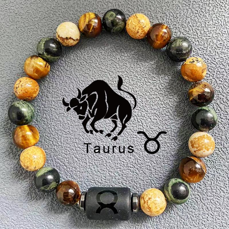 Natürliche Perlen Armbänder 12 Horoskop Glück Naturstein Tigerauge Sternzeichen Perlen Armband für Frauen Männer von Joom DACH