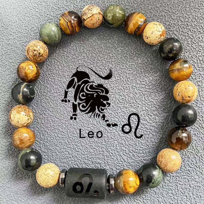 Natürliche Perlen Armbänder 12 Horoskop Glück Naturstein Tigerauge Sternzeichen Perlen Armband für Frauen Männer von Joom DACH