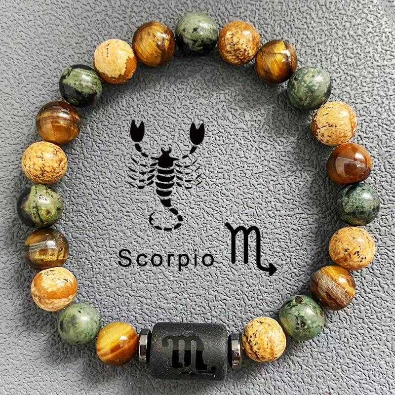 Natürliche Perlen Armbänder 12 Horoskop Glück Naturstein Tigerauge Sternzeichen Perlen Armband für Frauen Männer von Joom DACH