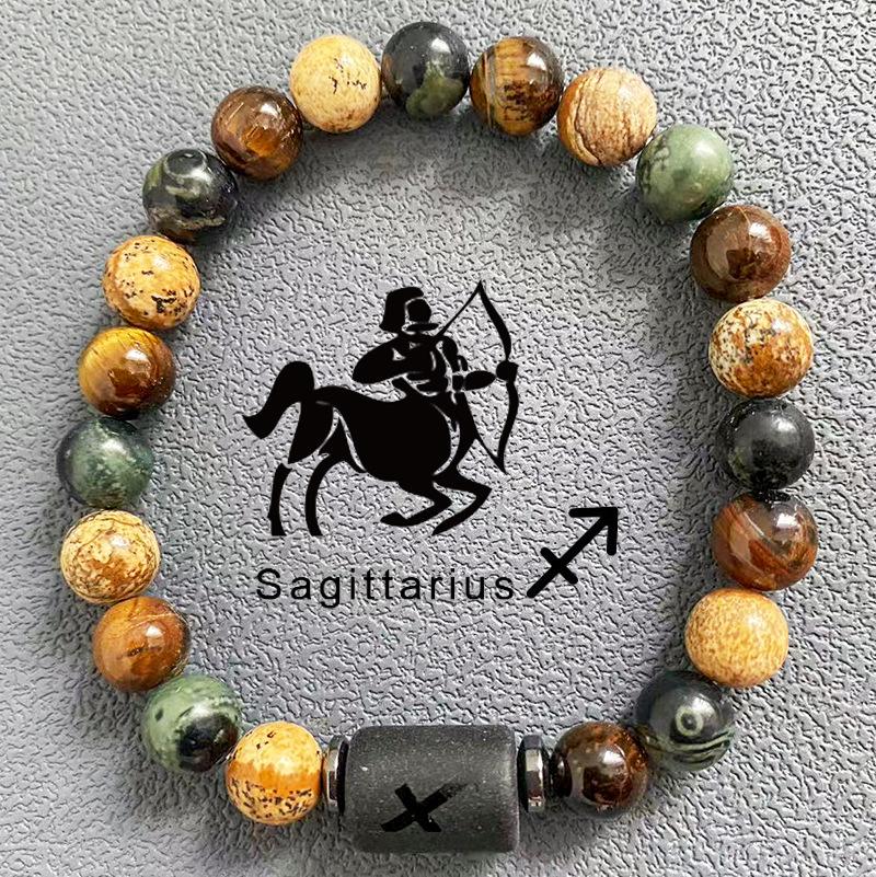 Natürliche Perlen Armbänder 12 Horoskop Glück Naturstein Tigerauge Sternzeichen Perlen Armband für Frauen Männer von Joom DACH