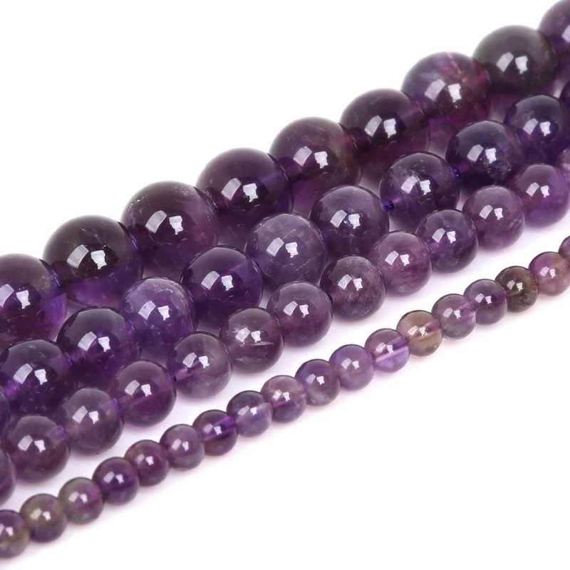 Natürliche Stein Amethyst Perlen 4/6/8/10mm Runde Perlen Für Schmuck Machen DIY Armband Halskette fußkettchen 8mm approx 48 pcs von Joom DACH