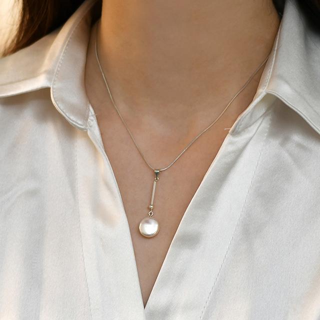 Natürliche Süßwasserperle 925 Sterling Silber Barock Anhänger Halskette Modeschmuck Geschenke für Frauen 45cm weiß von Joom DACH