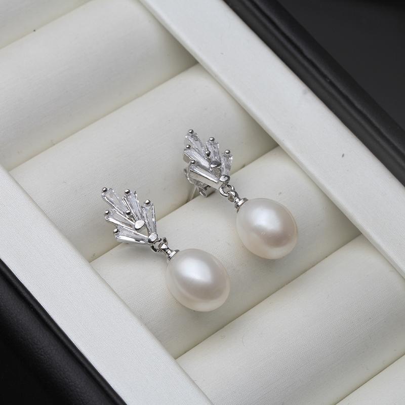 Natürliche Süßwasserperlen-Ohrhänger, echte 925er Sterlingsilber-Ohrstecker für Damen, Modeschmuck von Joom DACH