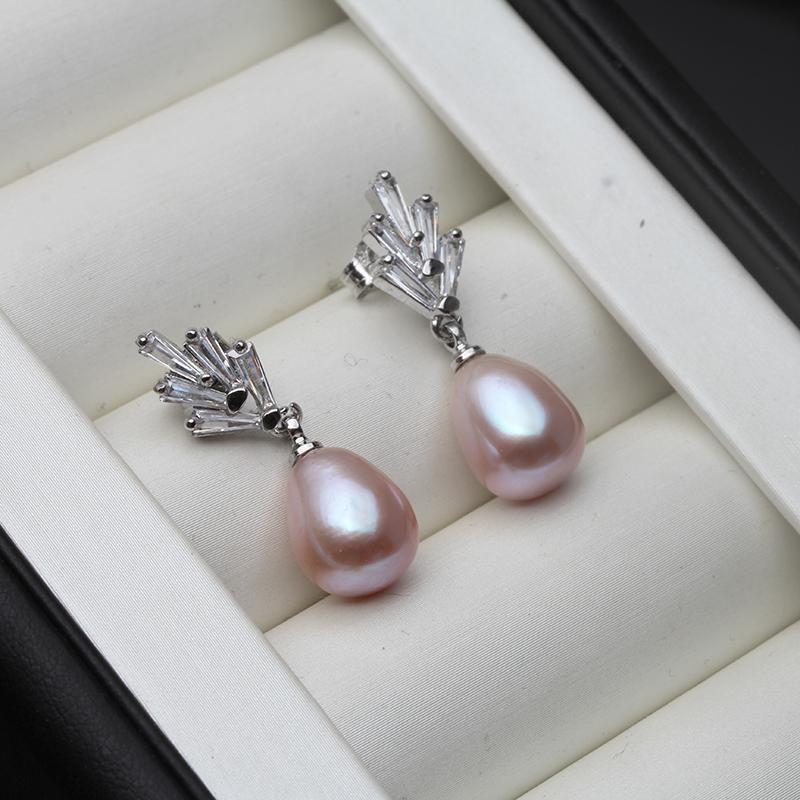 Natürliche Süßwasserperlen-Ohrhänger, echte 925er Sterlingsilber-Ohrstecker für Damen, Modeschmuck von Joom DACH