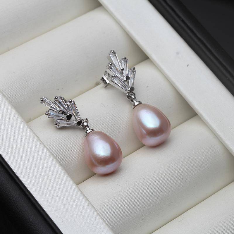 Natürliche Süßwasserperlen-Ohrhänger, echte 925er Sterlingsilber-Ohrstecker für Damen, Modeschmuck von Joom DACH