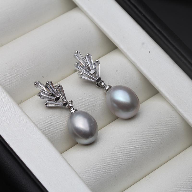 Natürliche Süßwasserperlen-Ohrhänger, echte 925er Sterlingsilber-Ohrstecker für Damen, Modeschmuck von Joom DACH