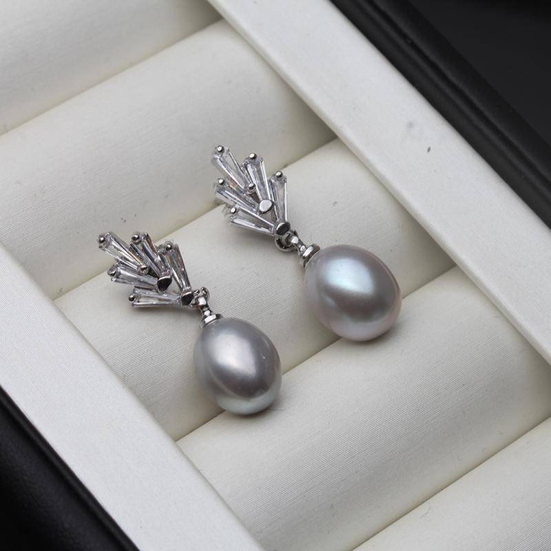 Natürliche Süßwasserperlen-Ohrhänger, echte 925er Sterlingsilber-Ohrstecker für Damen, Modeschmuck von Joom DACH