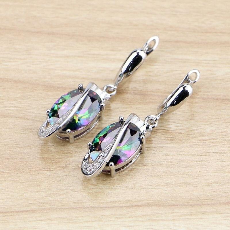 Natürliche ovale Mystic Rainbow Zirkonia-Ohrhänger aus 925er Sterlingsilber, Schmuck, Tropfenohrring für Frauen, kostenlose Geschenkbox von Joom DACH