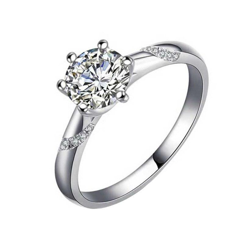 Natürlicher Moissanit Schmuck S925 Silberfarbe Ring für Frauen Silber 925 Schmuck Bizuteria Anillos De Hochzeit Edelsteinring Schachtel 5 von Joom DACH