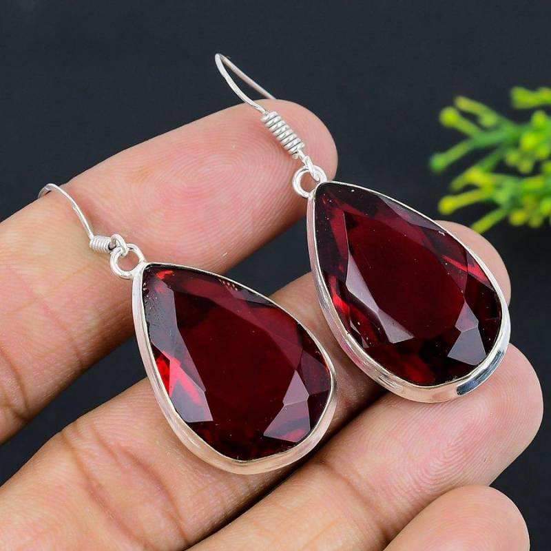 Natürlicher Mosambik Granat Edelstein 925 Sterling Silber Ohrring 1,97  F5i42 von Joom DACH