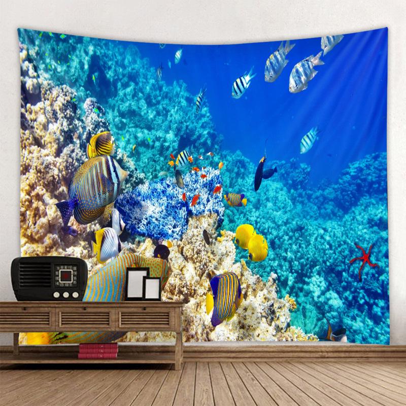 Natur Meer Landschaft Tapisserie Meer Kokospalme Wandbehang Dekorative Kunst Ozean Strand Tapisserie Wohnkultur Hintergrund Decke 230cm*150cm von Joom DACH