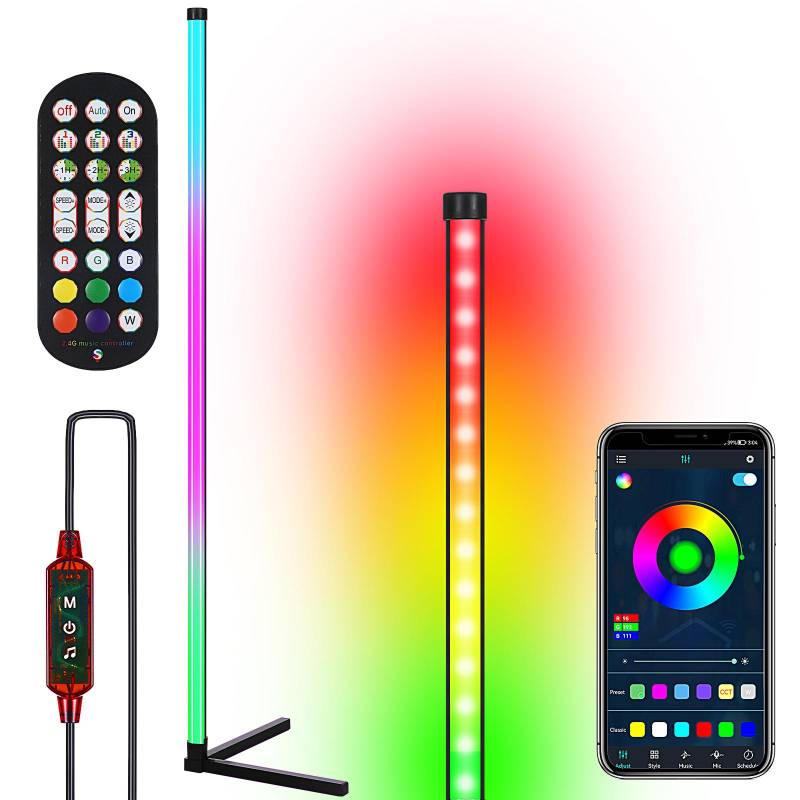 Neoglint Smart LED Ecklampe RGB Atmosphäre Stehlampe Abnehmbares Ecklicht APP Fernbedienung schwarz weiße von Joom DACH