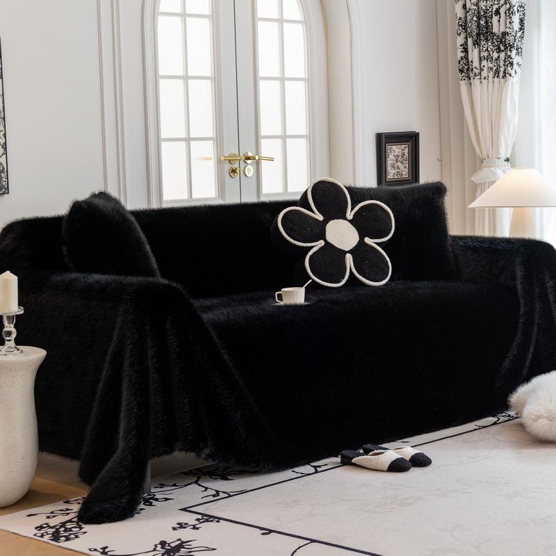 Nerz Samt Sofa Handtuch, Katzenähnliches Ins Herbst und Winter Sofakissen, Rutschfester Sofabezug, Verdickter Plüsch Sofabezug Stoff 180*130cm von Joom DACH