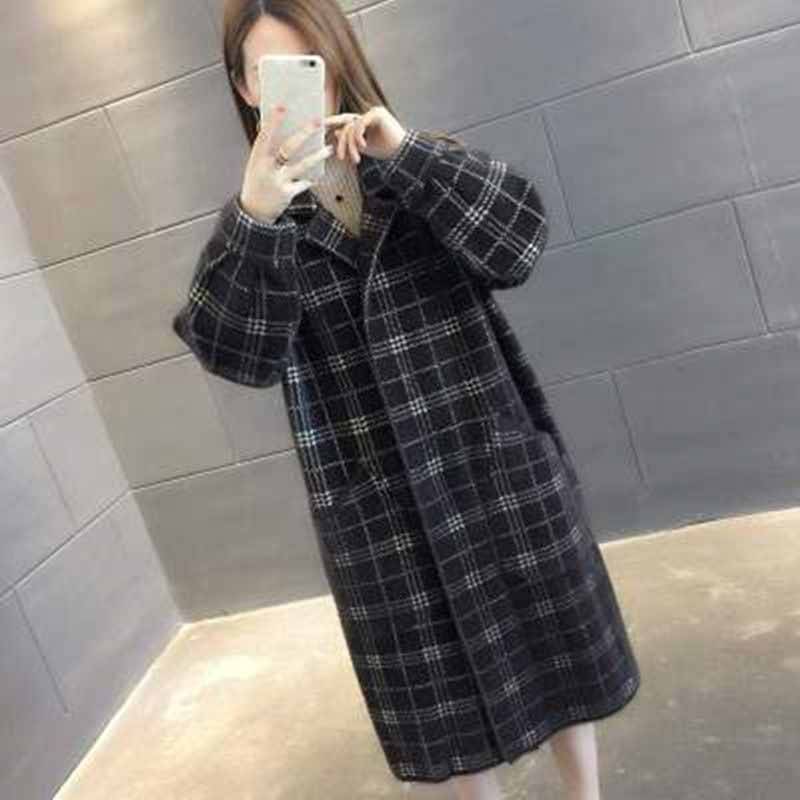 Nerzmantel Damen Mittellang Herbst und Winter Strickjacke im ausländischen Stil Koreanische Version Lockerer Strickjackemantel S schwarz von Joom DACH