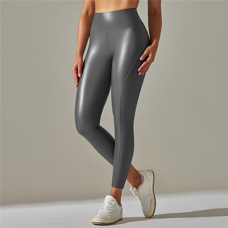 Nessaj PU-Leder-Leggings, dehnbare Damen-Kunstleder-Leggings, lässige Bleistifthose mit hoher Taille XL grau von Joom DACH