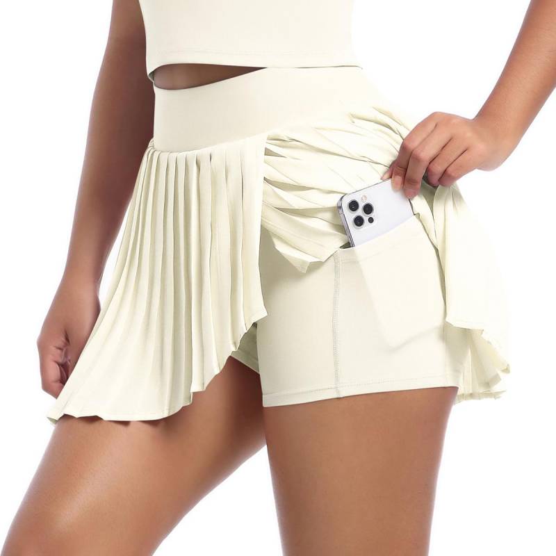 Nessaj Sommer Damen Mini Sportkurzrock mit Taschen Mode Laufen Tennis Golf Fitness Röcke S von Joom DACH