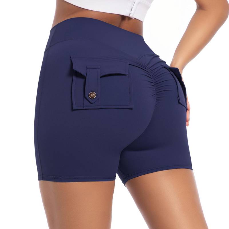 Nessaj Sportshorts Damen Mode Fitnessstudio Laufleggings Hohe Taille Fitness Sommer Freizeithorts mit Taschen L von Joom DACH