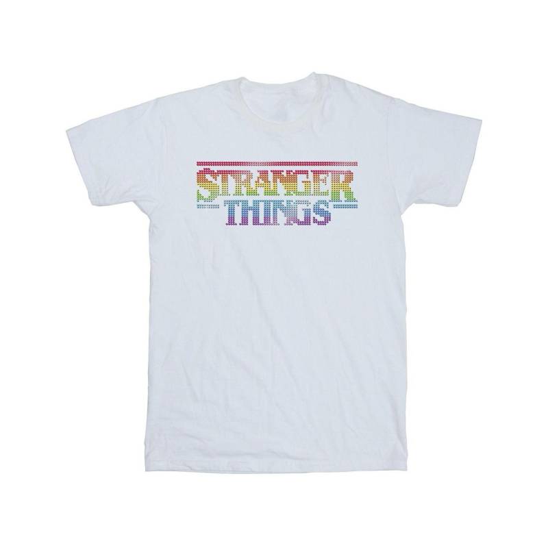 Netflix Girls Stranger Things Baumwoll-T-Shirt mit Regenbogen-Punkt-Logo 12-13 weiß von Joom DACH