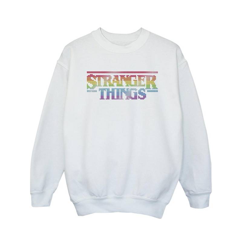 Netflix Girls Stranger Things Sweatshirt mit Regenbogen-Punkt-Logo 7-8 Years weiß von Joom DACH