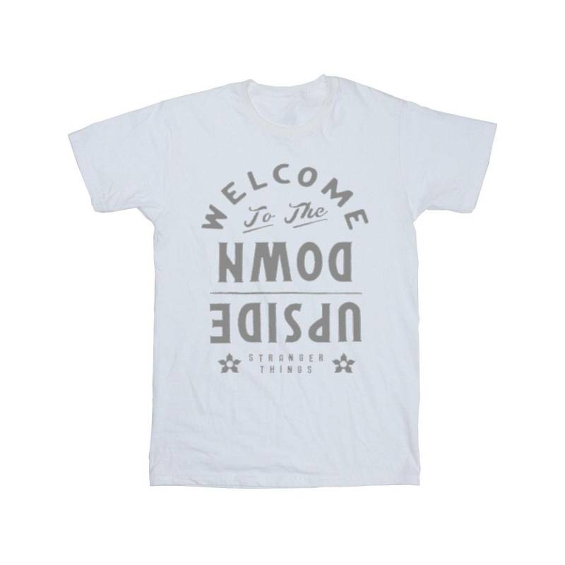 Netflix Girls Stranger Things Welcome To Upside Down Baumwoll-T-Shirt 7-8 Years weiß von Joom DACH