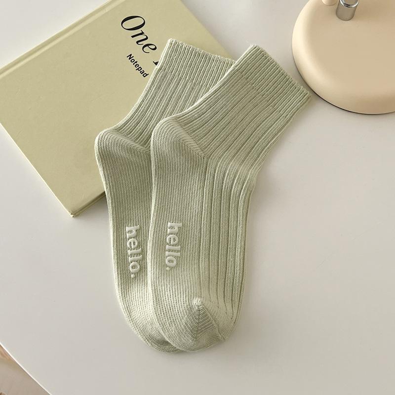 Nette frauen Socken Mode Herbst Winter Weibliche Baumwolle Socken Weiche Atmungsaktive Absorbieren Schweiß Bunte Socken grün von Joom DACH