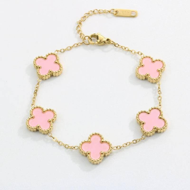 Netzrot Neues Titanstahl Kleeblatt Armband Damen Schlicht Ins Fünf Blüten Perlmutt Viel Glück Vierblättriges Kleeblatt Handschmuck Kette 13mm von Joom DACH