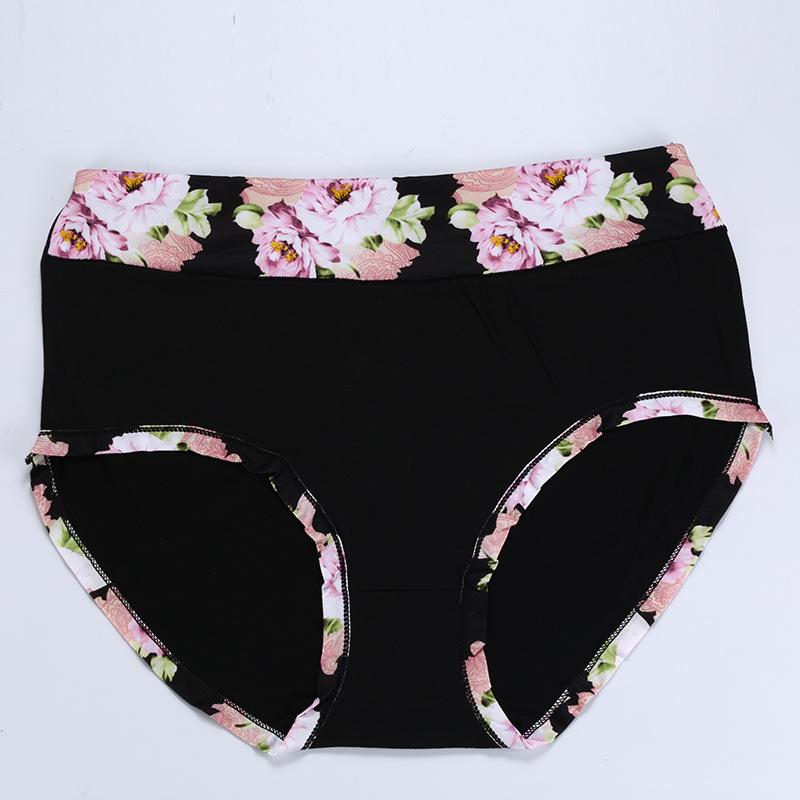 Neu 1 Teile/los Baumwolle Höschen frauen Unterwäsche Plus Größe Floral Briefs Damen Dessous Druck Panty 4XL-12XL Unterhose für Weibliche 6XL schwarz von Joom DACH
