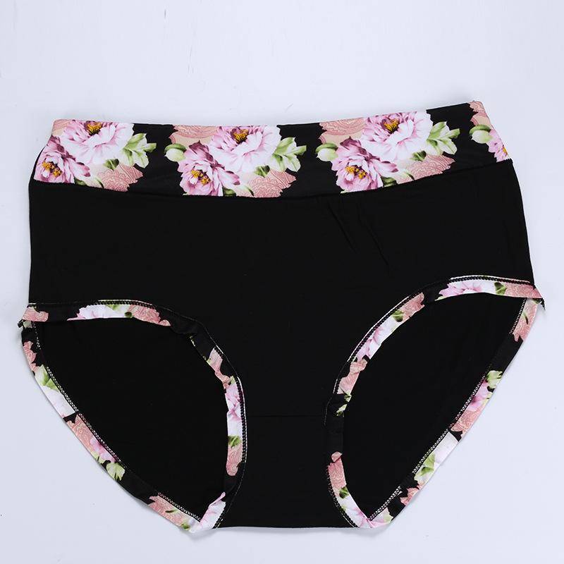 Neu 1 Teile/los Baumwolle Höschen frauen Unterwäsche Plus Größe Floral Briefs Damen Dessous Druck Panty 4XL-12XL Unterhose für Weibliche 6XL schwarz von Joom DACH