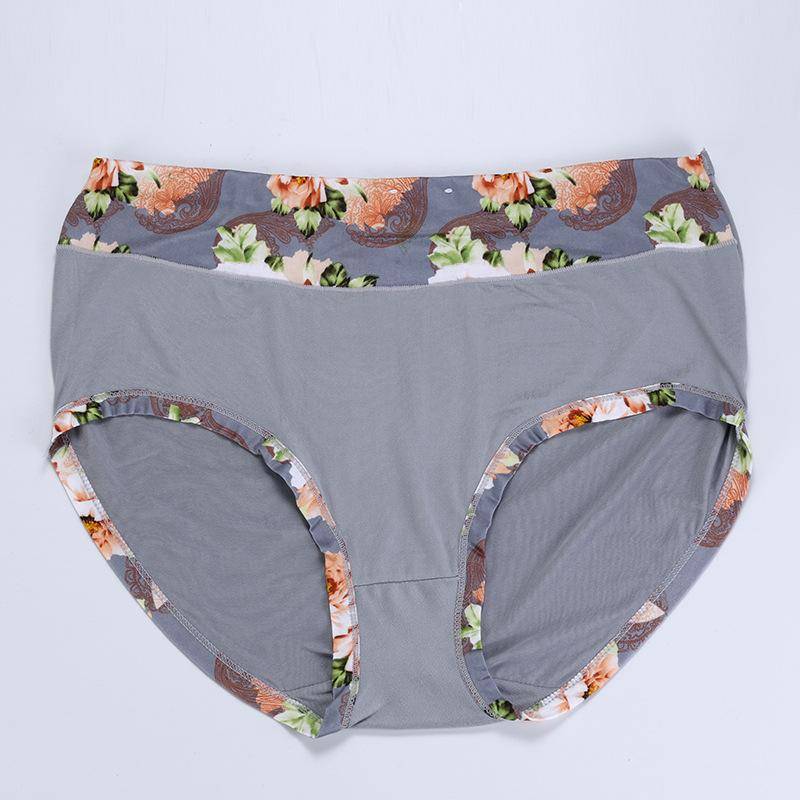 Neu 1 Teile/los Baumwolle Höschen frauen Unterwäsche Plus Größe Floral Briefs Damen Dessous Druck Panty 4XL-12XL Unterhose für Weibliche 6XL grau von Joom DACH