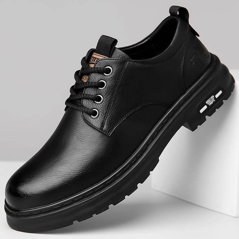 Neu 2025 Frühling und Herbst Neue handgemachte Online-Freizeitschuhe aus Leder für Herren Retro-Arbeitskleidung Schnürschuhe aus trendigem Leder 42 von Joom DACH