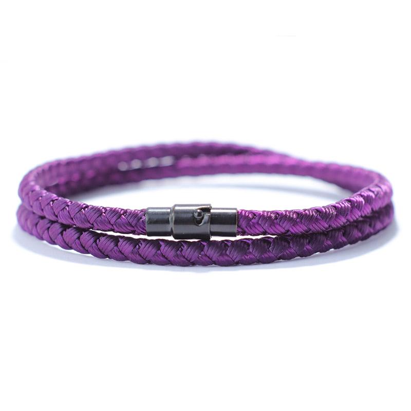 Neu 4mm Männer Geflochtene PU Leder Seil Armband Doppel Schicht Hand Seil Student Hundert Magnetische Schnalle Handgelenk Schutz Armband Schmuck violett von Joom DACH