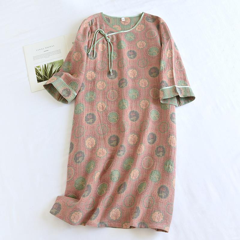 Neu Frühjahr/Sommer frauen Neue Chinesische Rock 100% Baumwolle Garn Weben Jacquard Sommer Schlaf Rock Dünne Hause Kleid Damen XL von Joom DACH