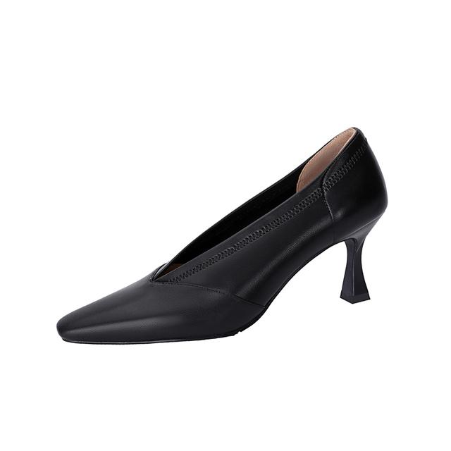 Neu Frühjahr Echtem Leder Frauen Schuhe Mode Flachen Pumpen Spitzschuh Slip -On Dünne Ferse Schuhe Frauen High Heels 38 schwarz von Joom DACH