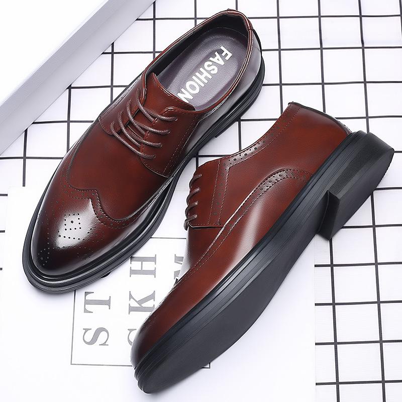 Neu Herren Brogue Lederschuhe Business Casual Britische Abendschuhe Koreanische Stil Schuhe Herren 42 braun von Joom DACH