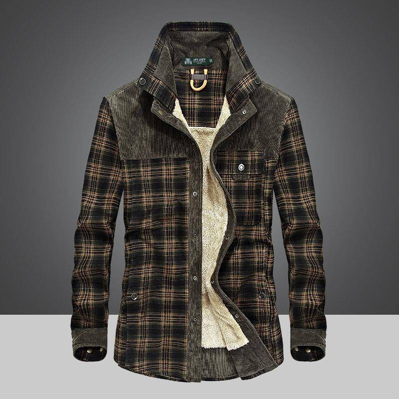 Neu Herren Fleece Langarm Plaid Shirt Warm Business Casual Fashion Baumwolle Hemd 58 von Joom DACH