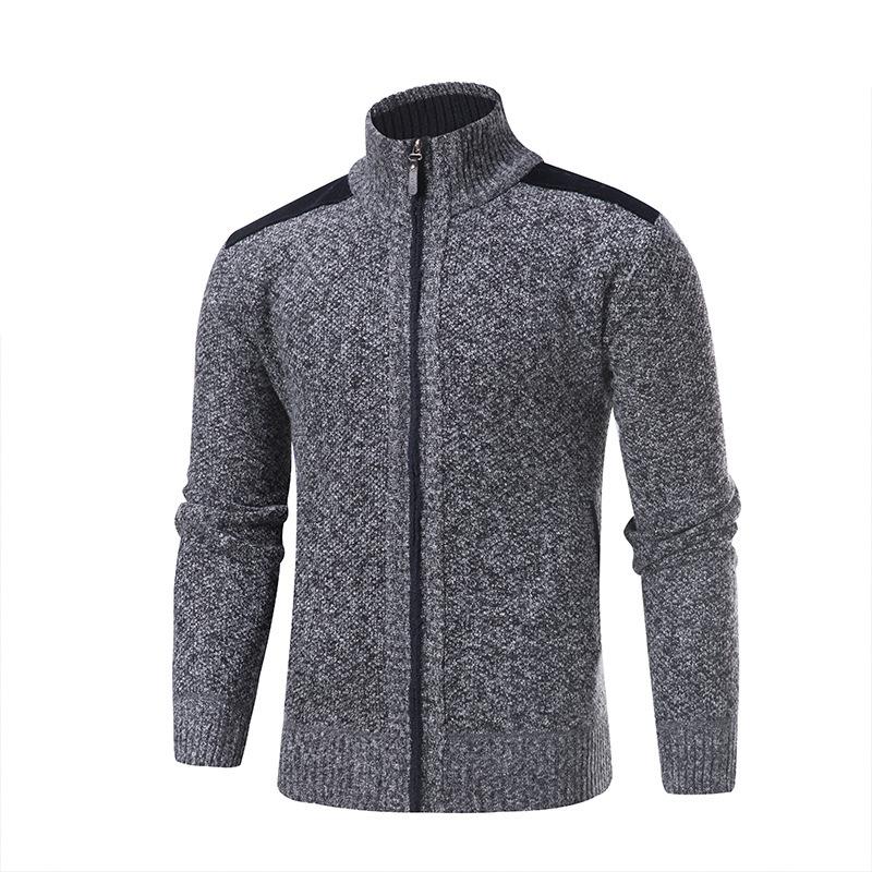 Neu Herren Fleece Verdickt Gestrickte Jacke Stand-up Kragen Spleißen Gestrickte Pullover Strickjacke M von Joom DACH