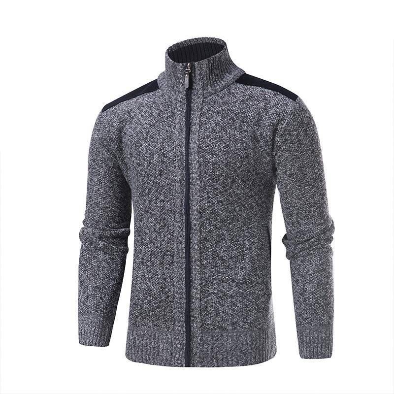Neu Herren Fleece Verdickt Gestrickte Jacke Stand-up Kragen Spleißen Gestrickte Pullover Strickjacke M von Joom DACH