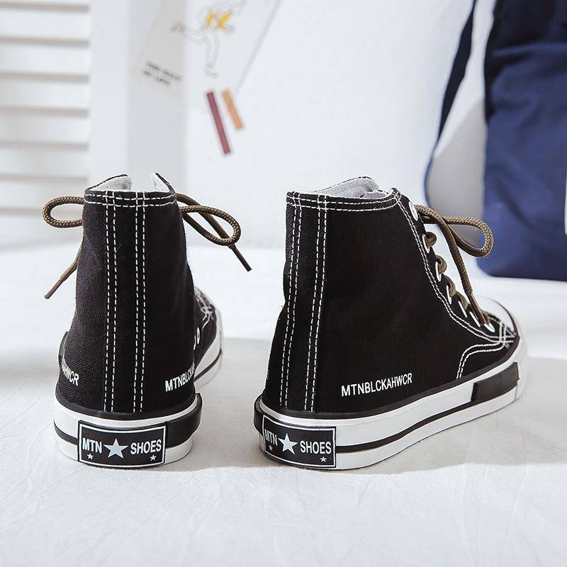 Neu High-Top Casual Leinwand Schuhe Frauen Retro Harajuku Weibliche Tuch Schuhe Gummi 40 schwarz von Joom DACH