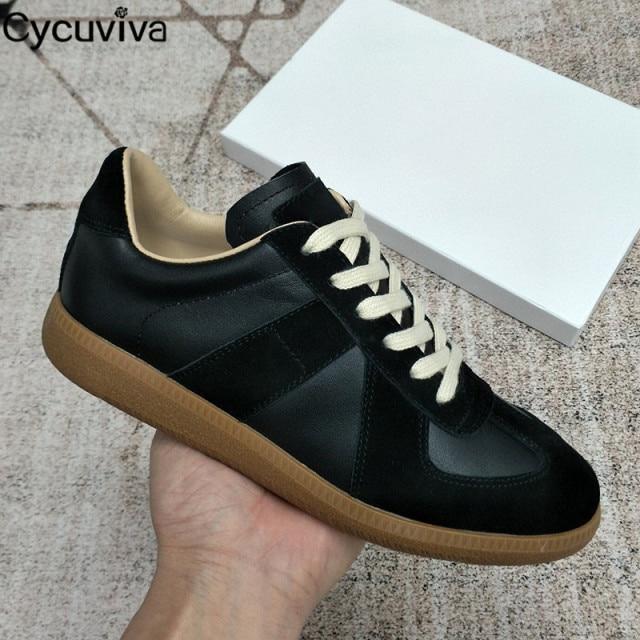 Neu Lace Up Flache Beiläufige Schuhe Männer Weiß Patchwork Turnschuhe Männlichen Frühjahr Outwear 45 schwarz von Joom DACH