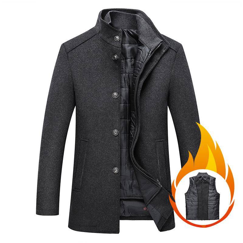 Neu Mann Warme Winter Mäntel Qualität Männlichen Wolle Blends Lange Jacken Männer Winter Kaschmir Wolle Blends Business Casual Trenchcoats L grau von Joom DACH