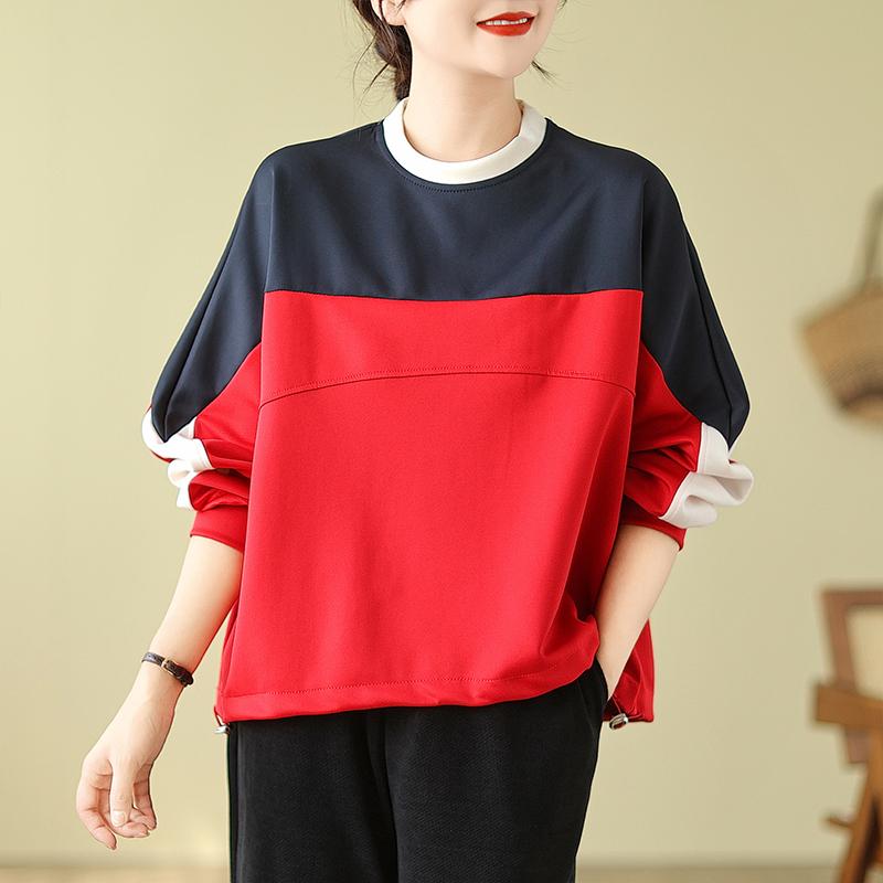 Neu Plus Größe Frauen Volle Hülse Lose Beiläufige Feste Herbst Grundlegende Tops Übergröße T-Shirt 2XL rot von Joom DACH