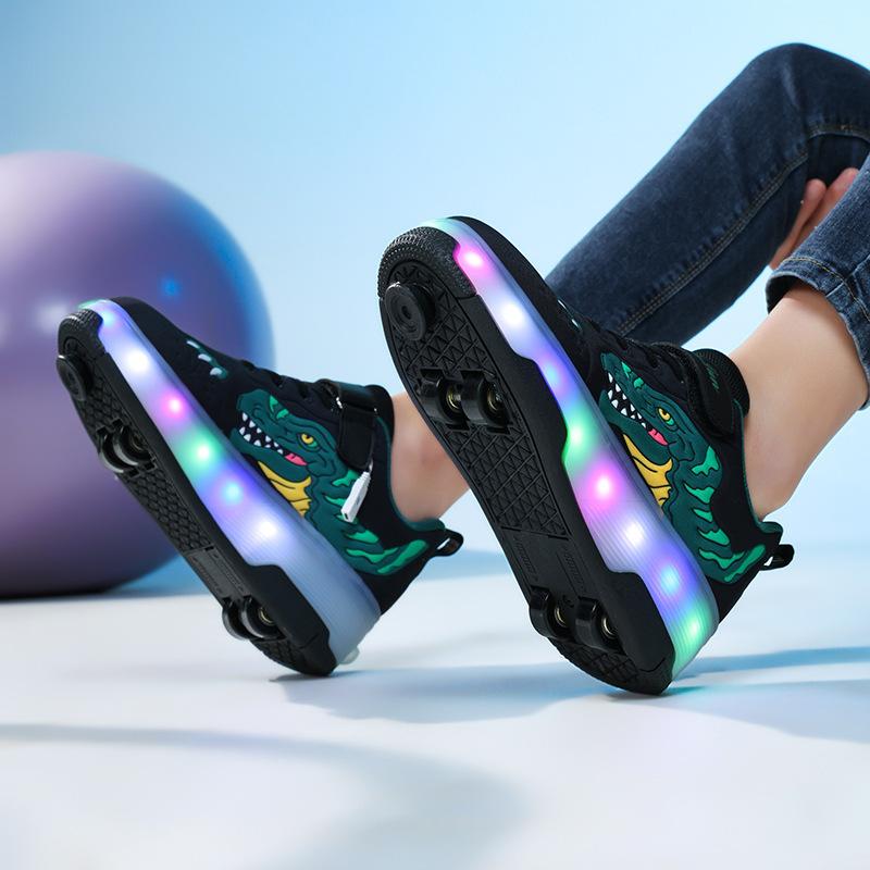 Neu Pulley Schuhe mit Rädern Jungen Skating Runaway Schuhe Vier-rad Unsichtbare Leucht Schuhe Mode Rad Flug 40 von Joom DACH