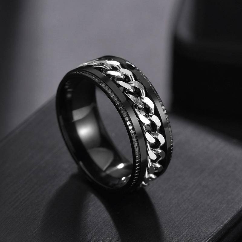 Neu Punk Schmuck Beliebte Männer Ring Edelstahl Hohe Qualität Drehbare Ringe 11 farbe: metallic silber von Joom DACH