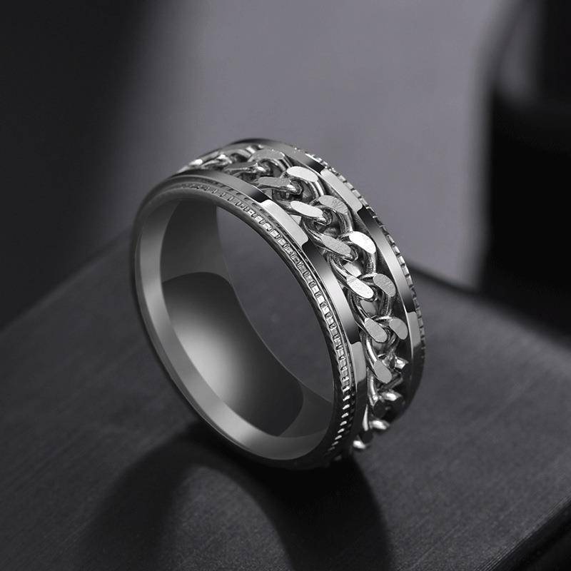 Neu Punk Schmuck Beliebte Männer Ring Edelstahl Hohe Qualität Drehbare Ringe 11 silber von Joom DACH