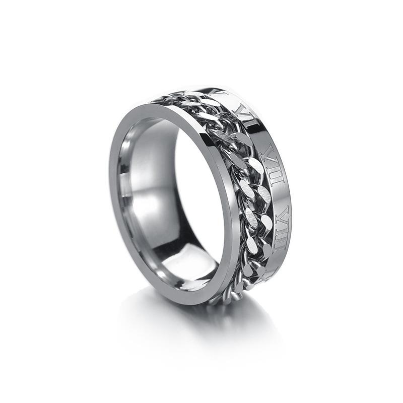 Neu Punk Schmuck Beliebte Männer Ring Edelstahl Hohe Qualität Drehbare Ringe 12 silber weiße von Joom DACH