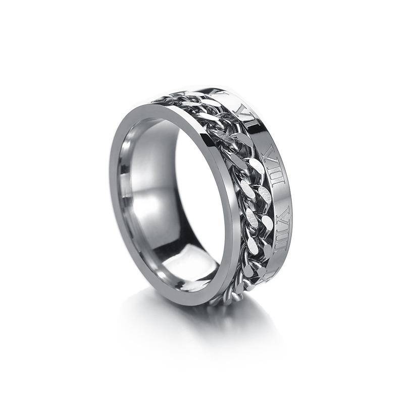 Neu Punk Schmuck Beliebte Männer Ring Edelstahl Hohe Qualität Drehbare Ringe 12 silber weiße von Joom DACH
