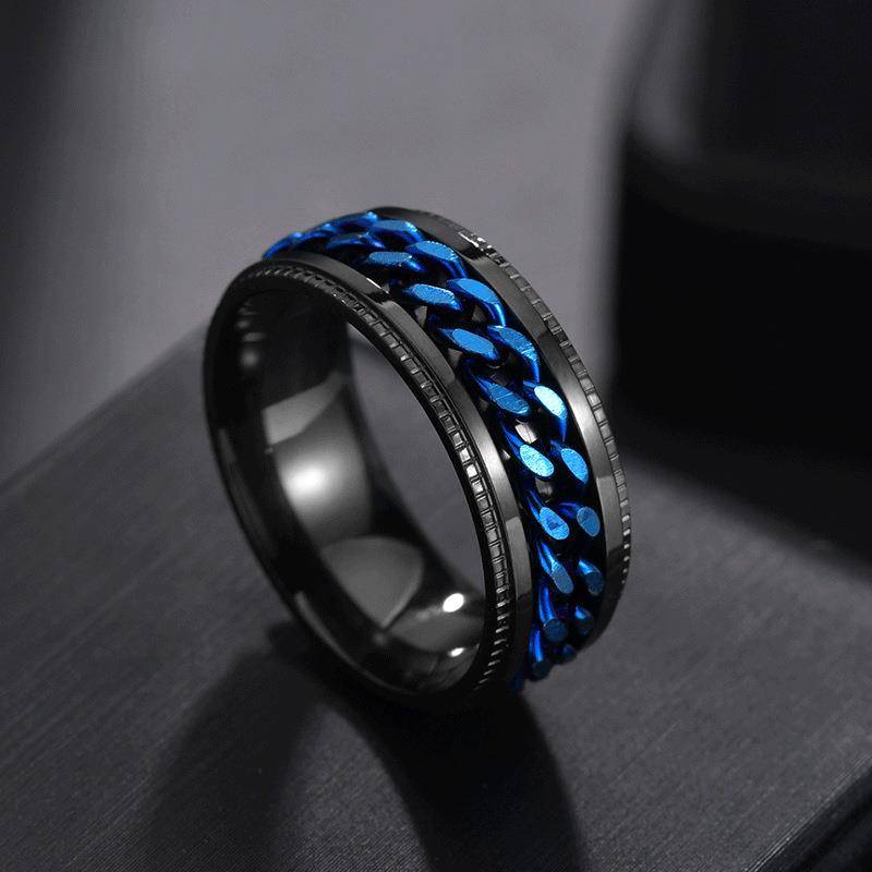 Neu Punk Schmuck Beliebte Männer Ring Edelstahl Hohe Qualität Drehbare Ringe 12 blau von Joom DACH