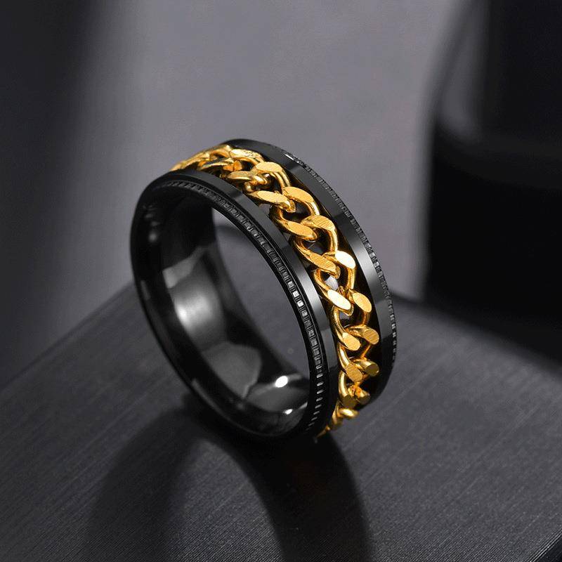 Neu Punk Schmuck Beliebte Männer Ring Edelstahl Hohe Qualität Drehbare Ringe 9 gold von Joom DACH